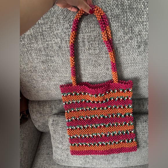 BNWT Colourful Wooden Bead Bag by Antik Kraft - Picture 5 of 11